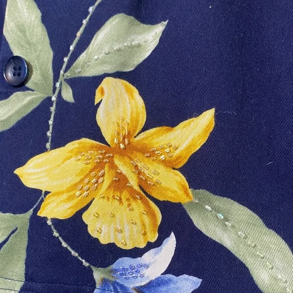 Alfred Dunner Navy Floral Button-Front Shirt with Yellow & Light Blue Blooms - Picture 12 of 12